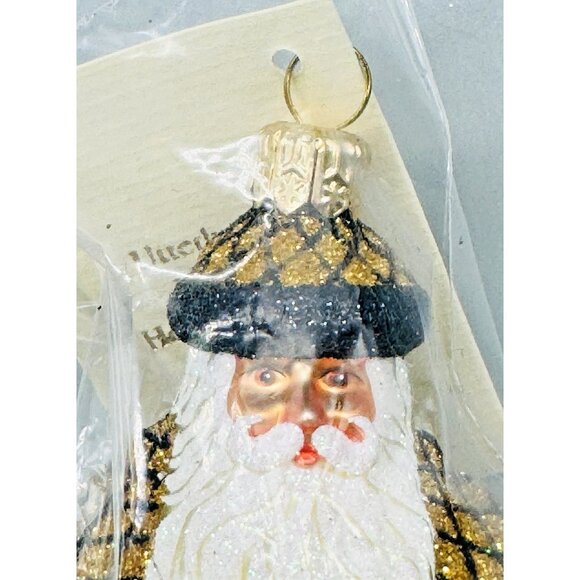 Patricia Breen Acorn Santa Black Gold #2211 Glass Christmas Ornament 2003 3.5" - Picture 2 of 6